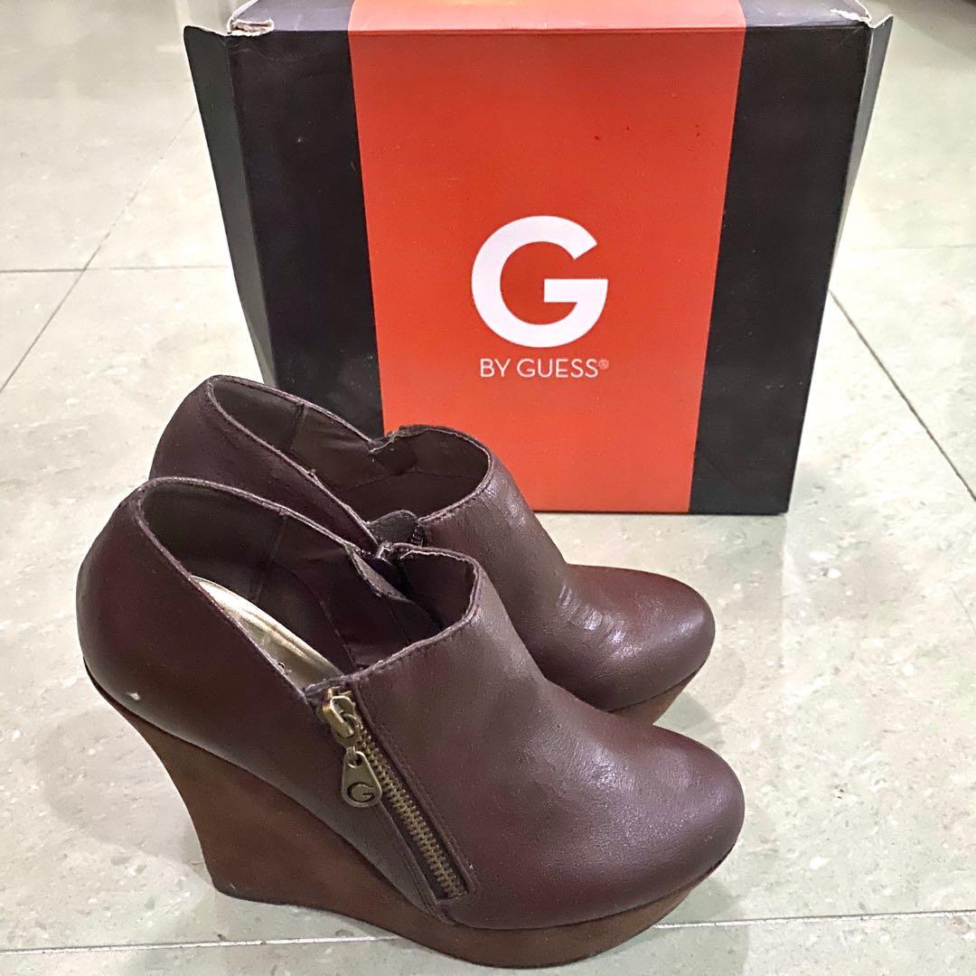 dark brown wedge boots