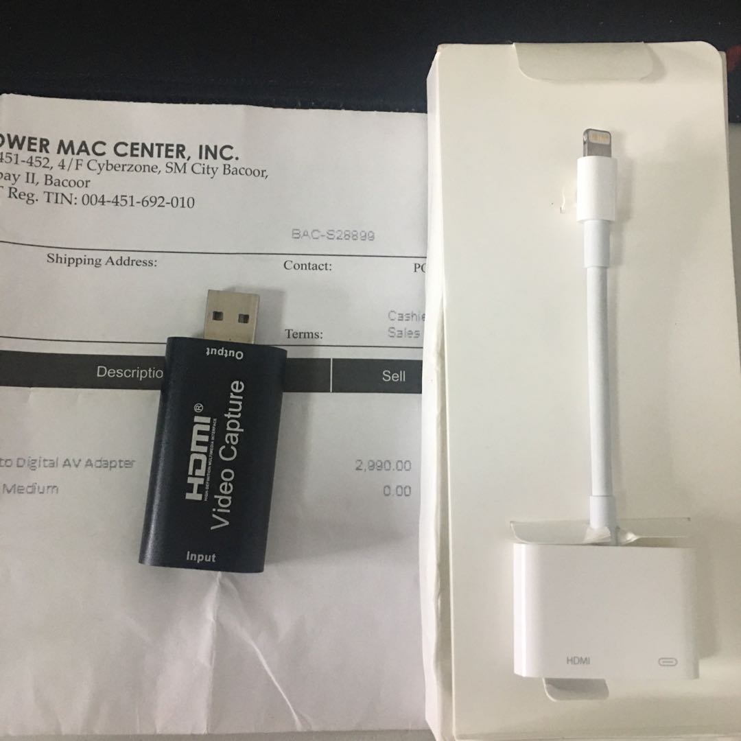Original Lightning Cable to HDMI w/ receipt. HDMI Video Capture Card