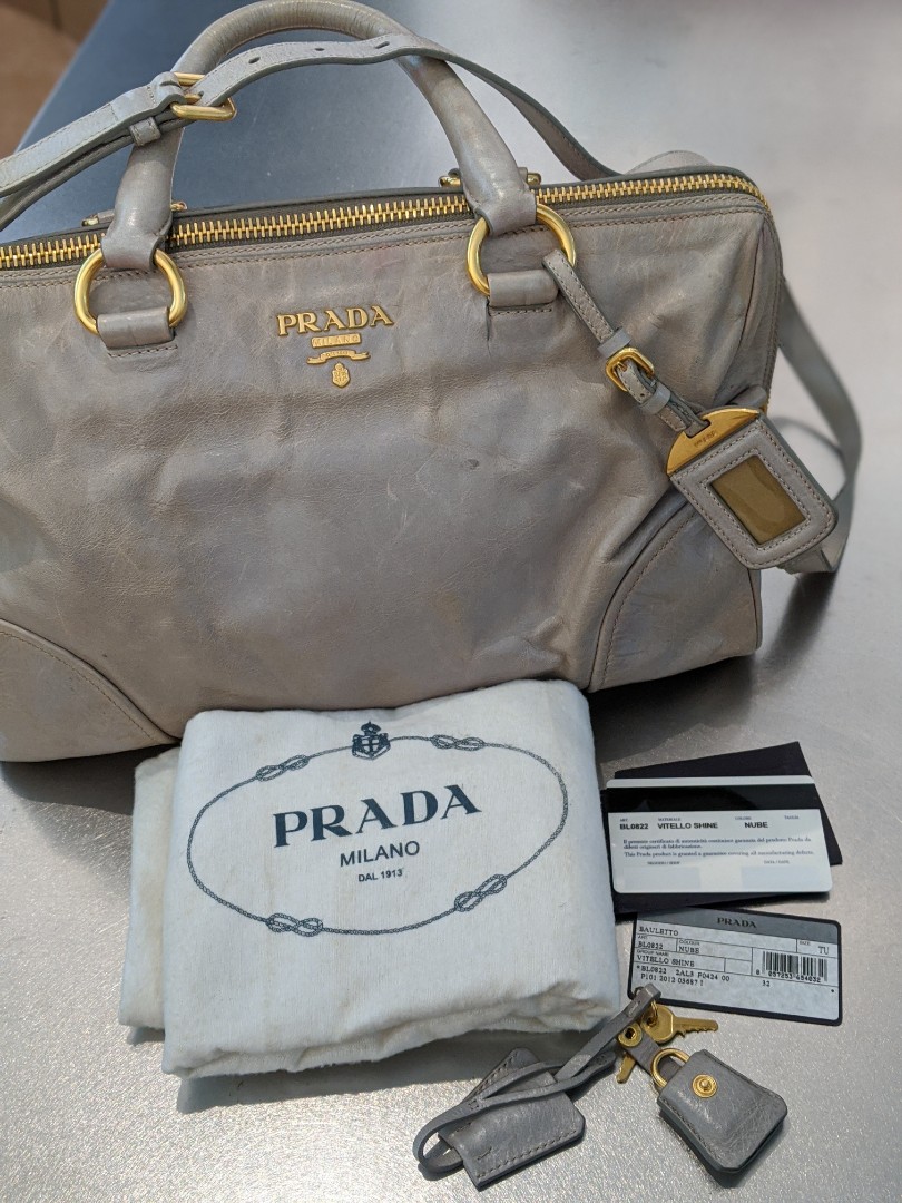 Prada BN1866 Beige Vitello Shine Leather Bow Shopping Bag with Strap 4 –  Bagriculture