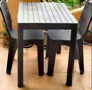 Plastic Rattan Dining Set Tables Chairs Carousell Philippines Vidaxl garden table rattan look outdoor dining table camping table wicker looking chair garden table weather resistant white 86.6 plastic.