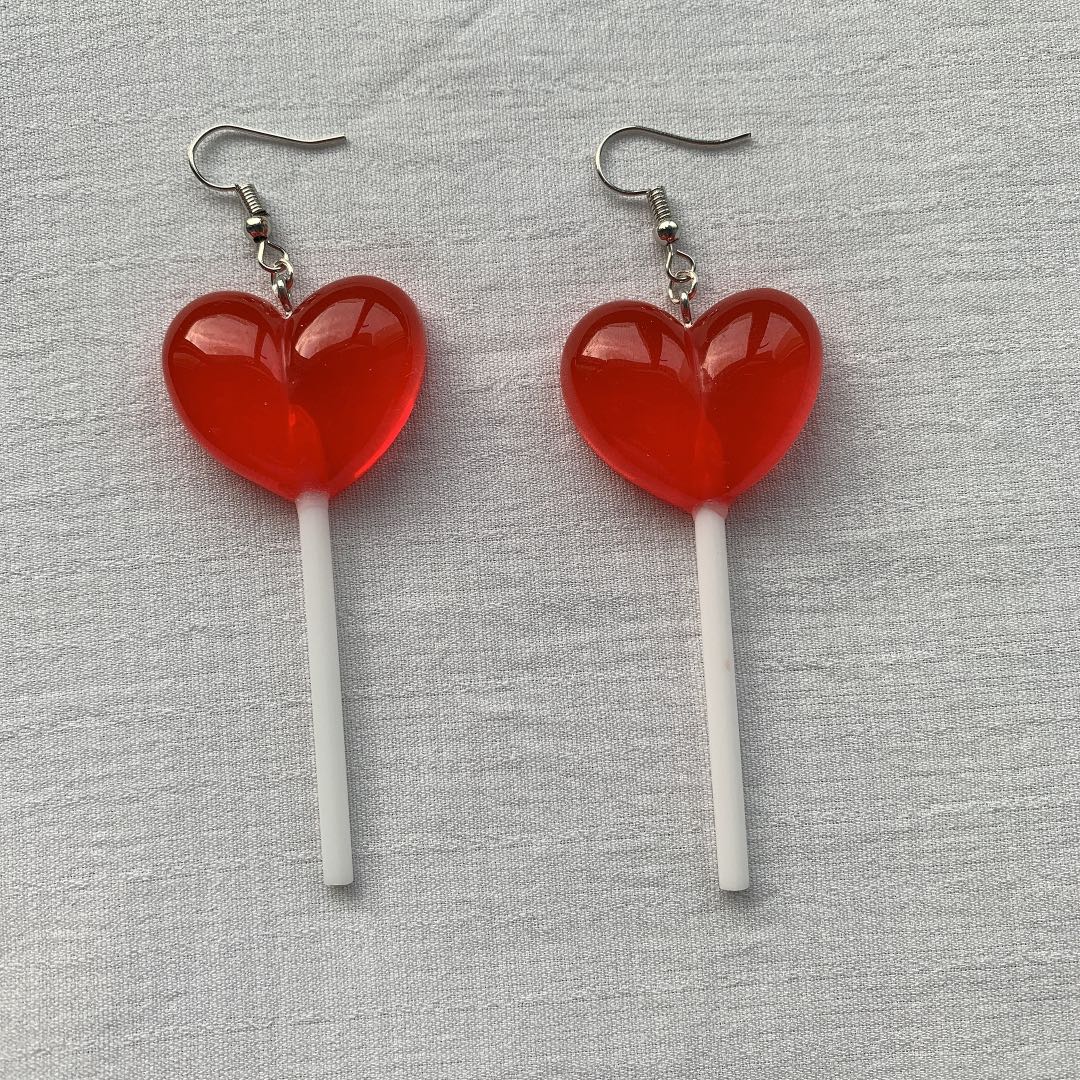 Red lollipop outlet earrings