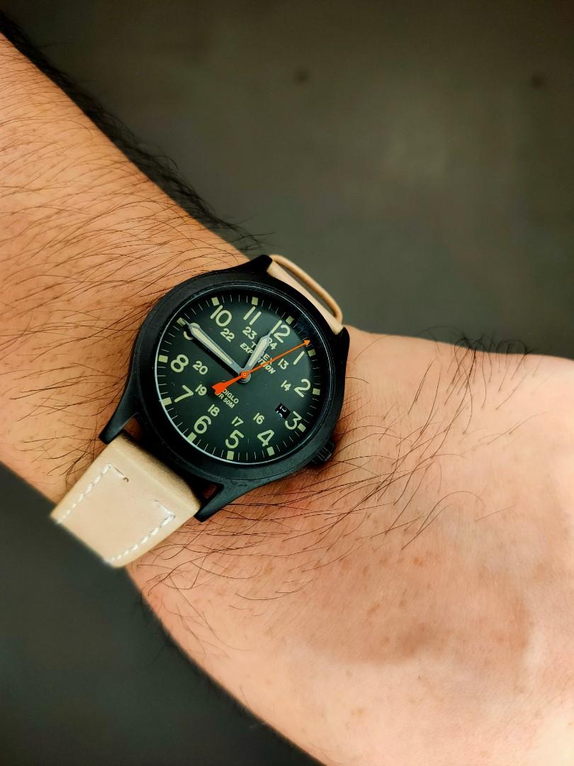 TIMEX Scout Expedition Beige Leather Strap TW4B11400 Men s