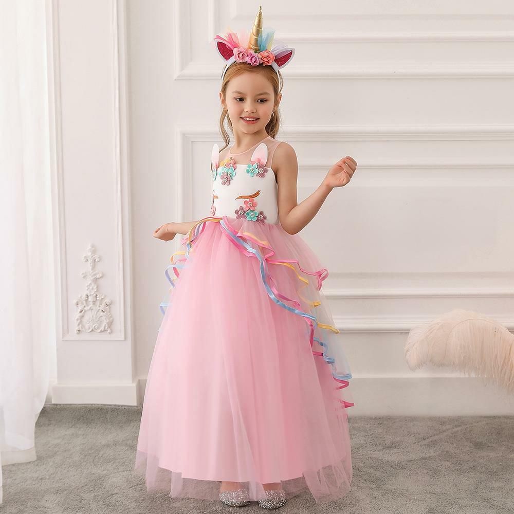 Unicorn Dress Gown Princess Girls 6Years Old Pink Babies Kids