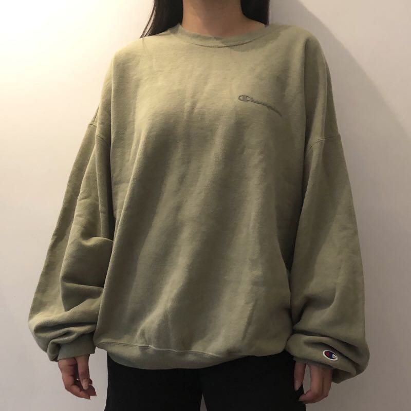 khaki green champion hoodie