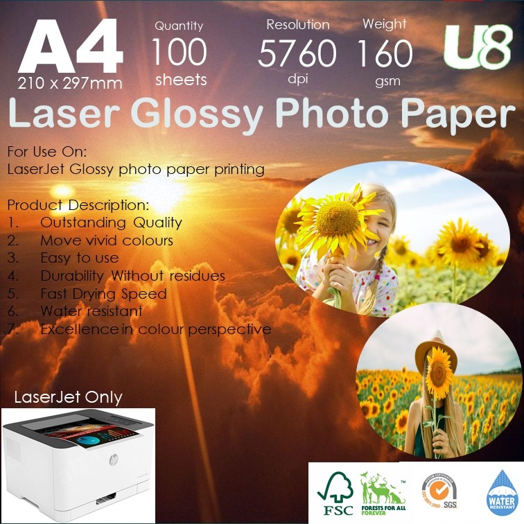 160gsm laser glossy photo paper (100 sheets), Hobbies & Toys