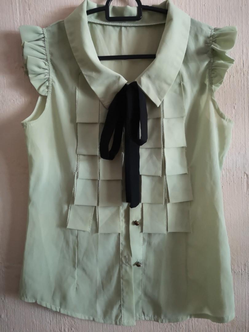 green chiffon shirt