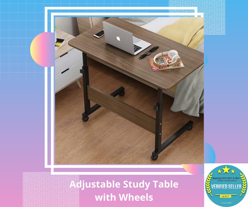 ADJUSTABLE STUDY TABLE WITH WHEELS, Furniture & Home Living, Home ...