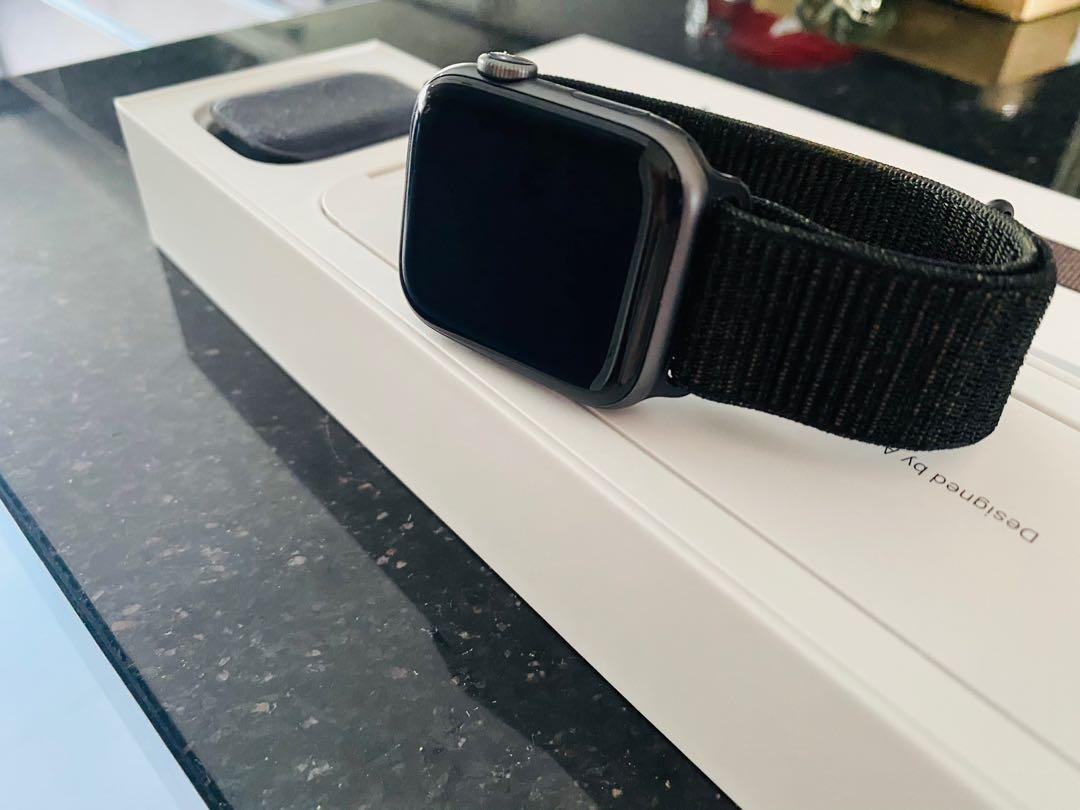 Apple Watch Series 4 44m w APPLE CARE Space Gray Grey Aluminum Case Black Sport Loop Mobile Phones Gadgets Wearables Smart Watches on Carousell