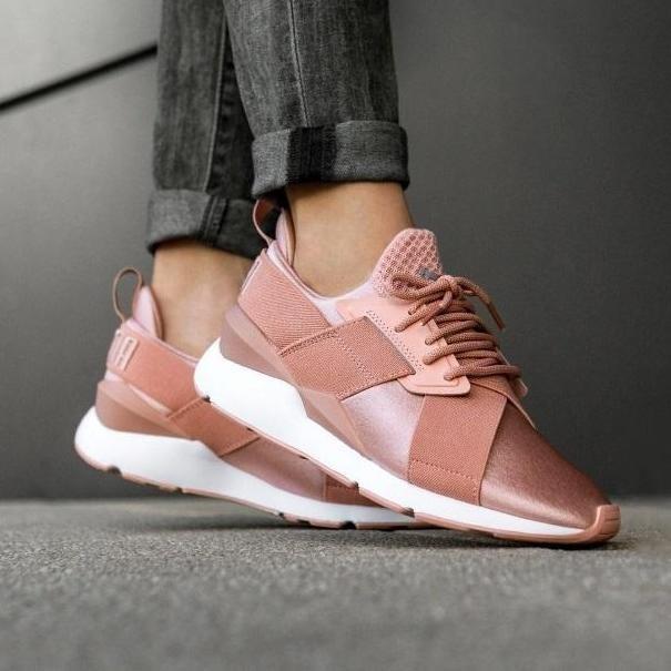 As new - PUMA Muse Satin Sneakers - Peach Beige, Women's Fashion, Shoes,  Sneakers on Carousell