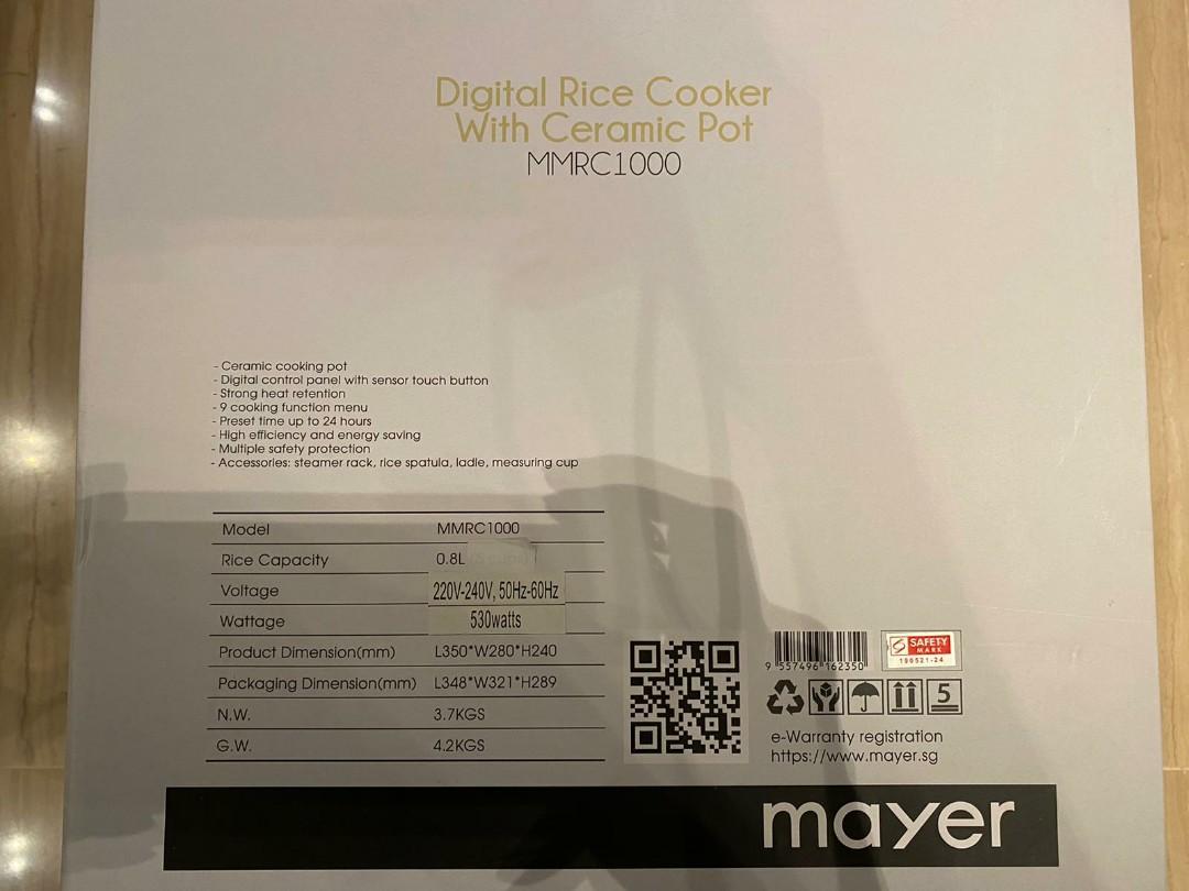 Brand New Mayer Digital Rice cooker with ceramic pot MMRC1000, TV
