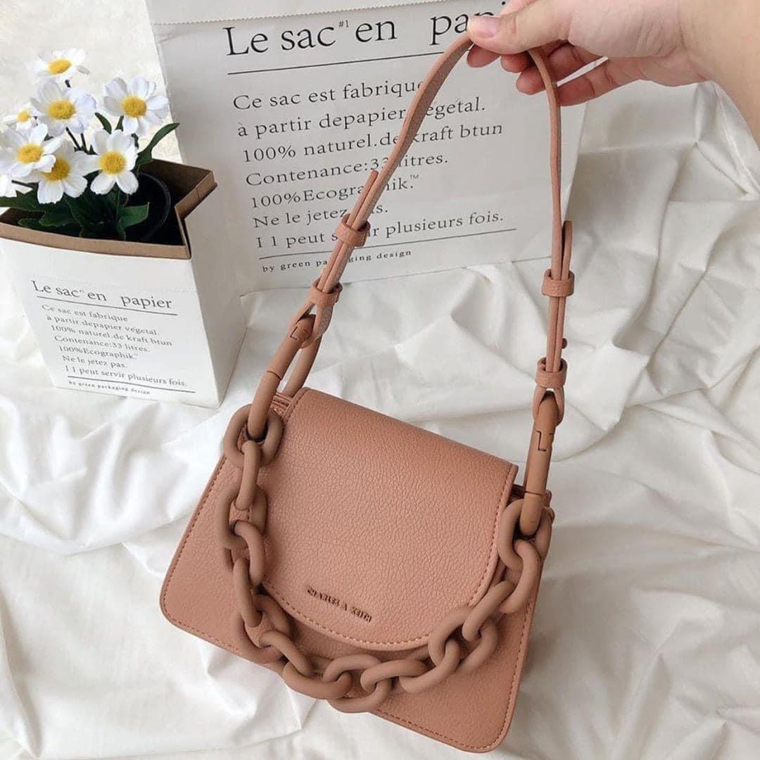 Charles & Keith, Bags, Charles Keith Chunky Chain Mini Bag In Blush