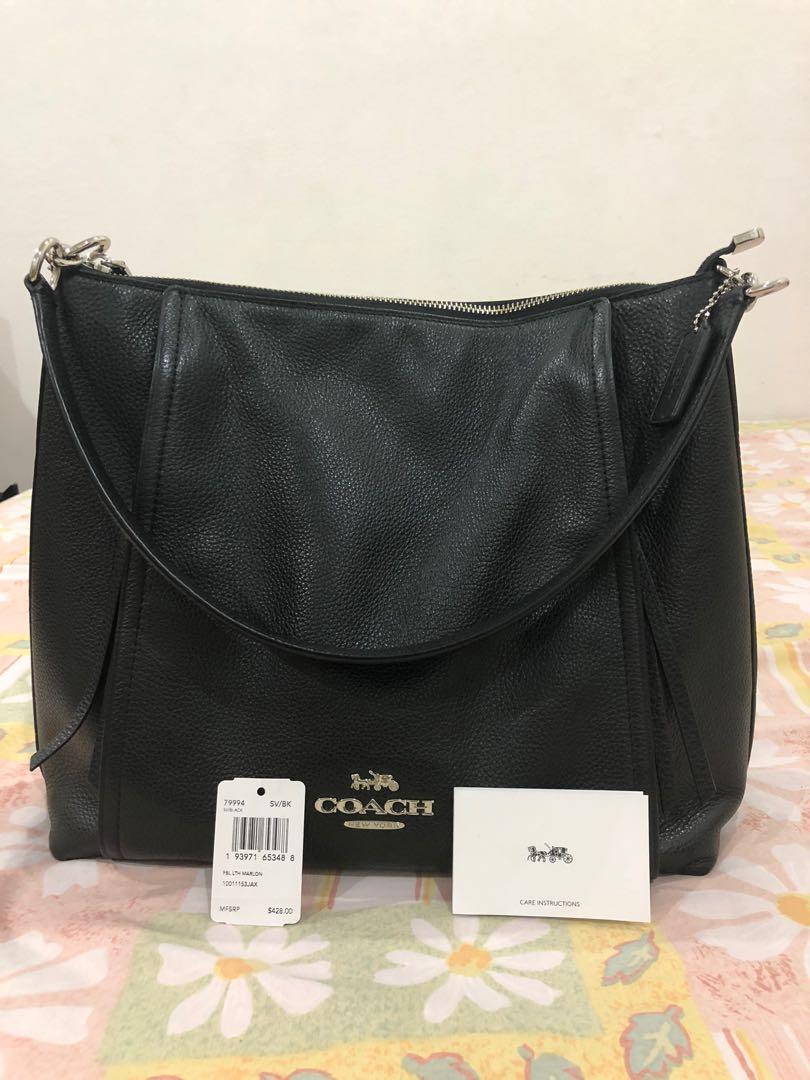 black coach purse with silver hardware