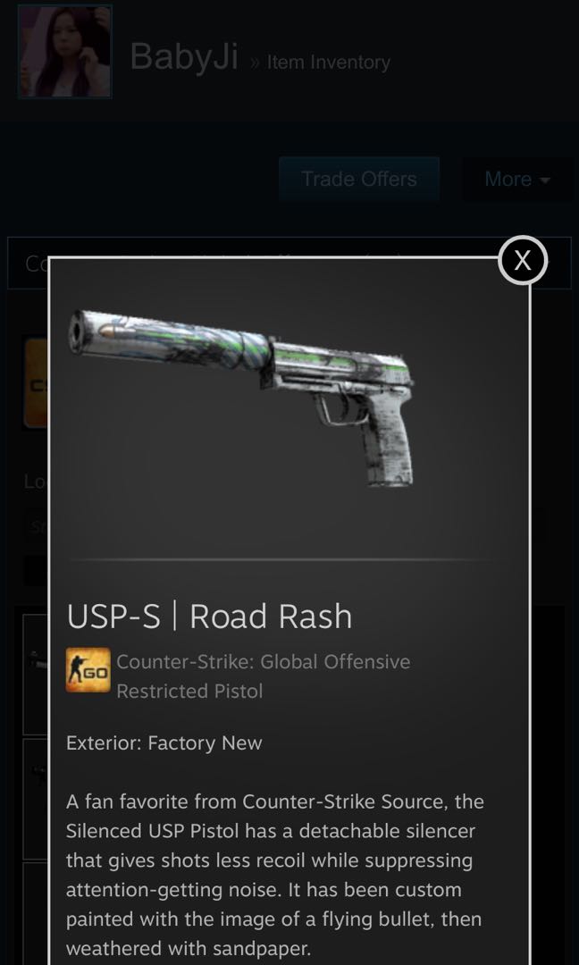 Csgo Usp S Road Rash Going Low Toys Games Video Gaming In Game Products On Carousell - usp hacker roblox