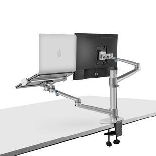 Double monitor arm Desktop 10" - 17" Laptop arm mount adjustable monitor stand Swing Dual LCD arm Desk Mount fit 17" - 32" Monitor