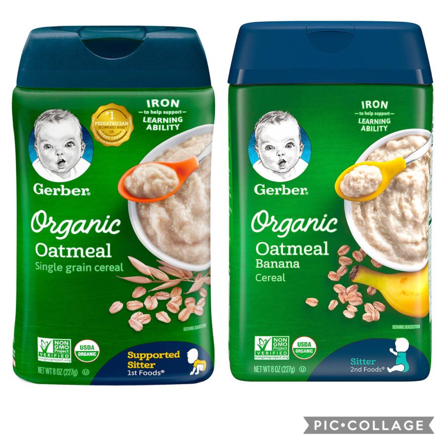 Gerber organic oatmeal cereal top