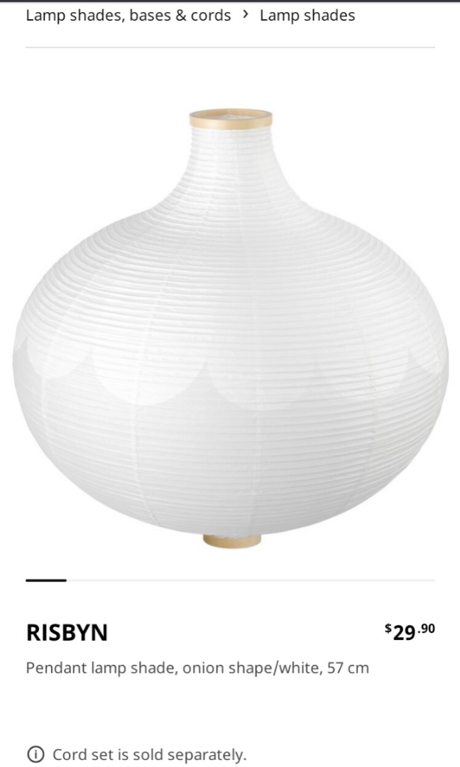 ikea risbyn pendant lampshade furniture home decor lighting supplies on carousell