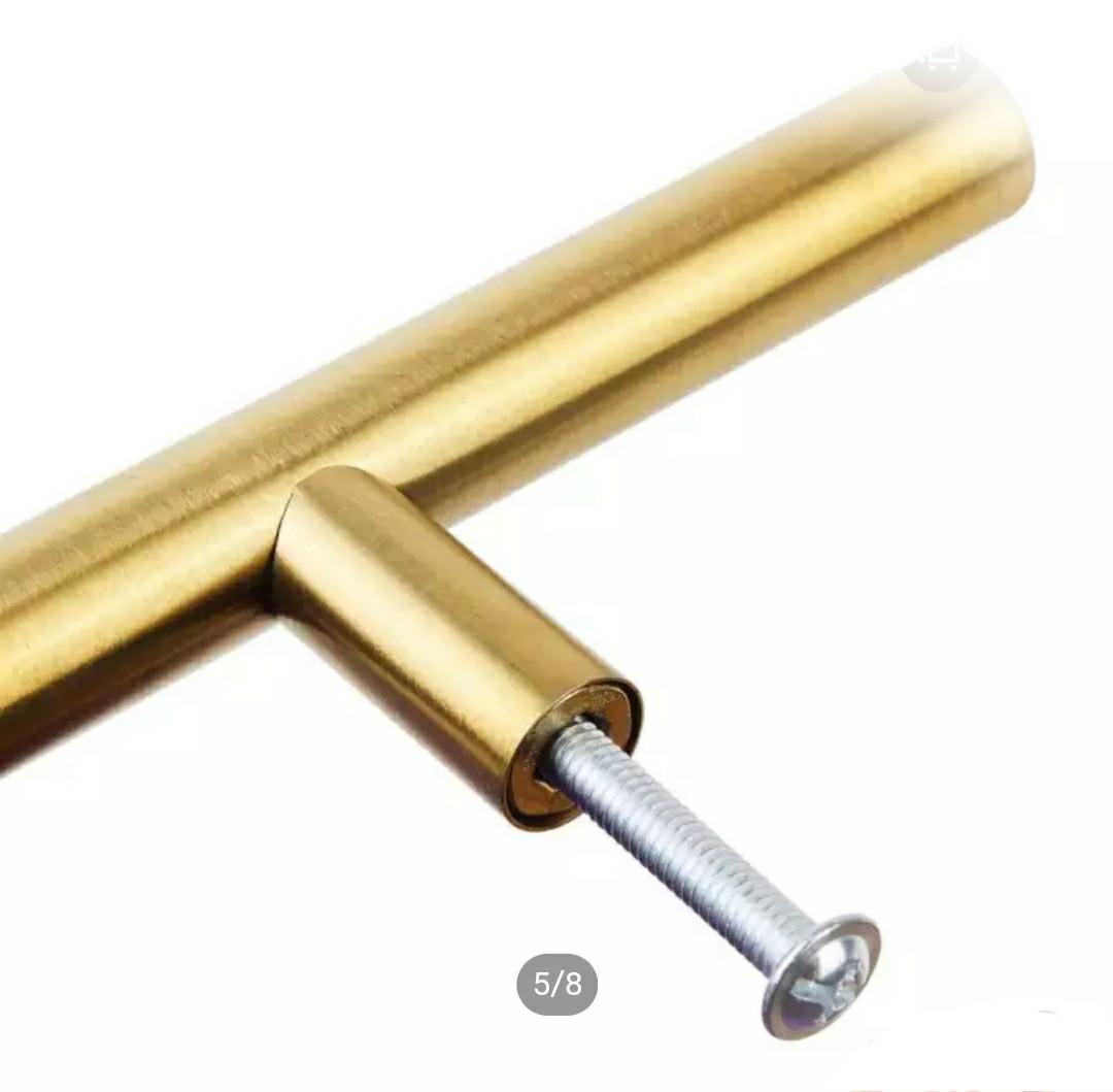 Kitchen Cabinet Door Handle (Category: Shelves, Cabinets & Racks) located in Las Pinas. Submitted by jaziyah6 (Listing ID 1036275962, Image 2). Description: new. 1pc only Material: Stainless Steel Finish: Brushed Stainless Steel Type: Hollow T Bar Handles Color: Gold Modern design and contemporary Appearance. Beautiful decoration and best replacement for your furniture Suitable for home interior door hardware, cabinet, closet, wardrobe, bookcase,