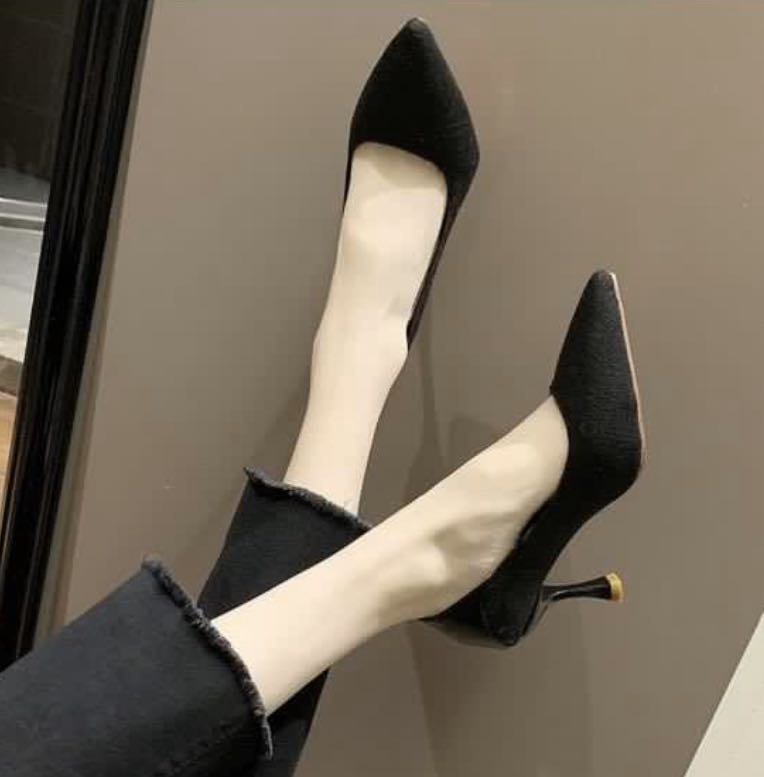Korean Black High Heels Pump shoes