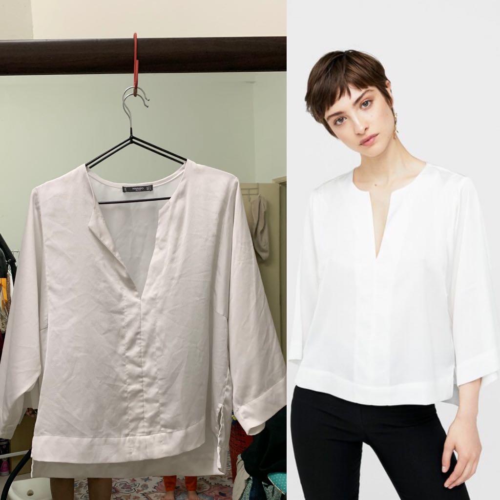 mango textured flowy blouse