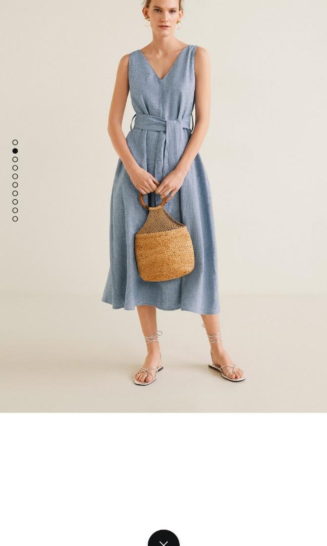 mango linen blend shirt dress