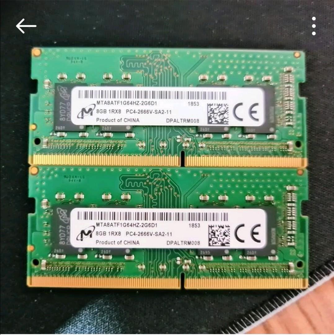 Micron 8gb 2666mhz Ddr4 Laptop Sodimm Ram Electronics Computer Parts Accessories On Carousell
