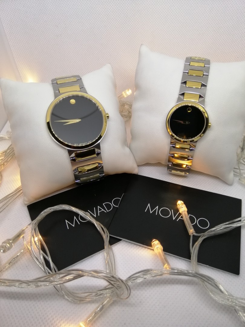 MOVADO TEMO BLACK DIAL TWO TONE COUPLE WATCH REPRICED Luxury