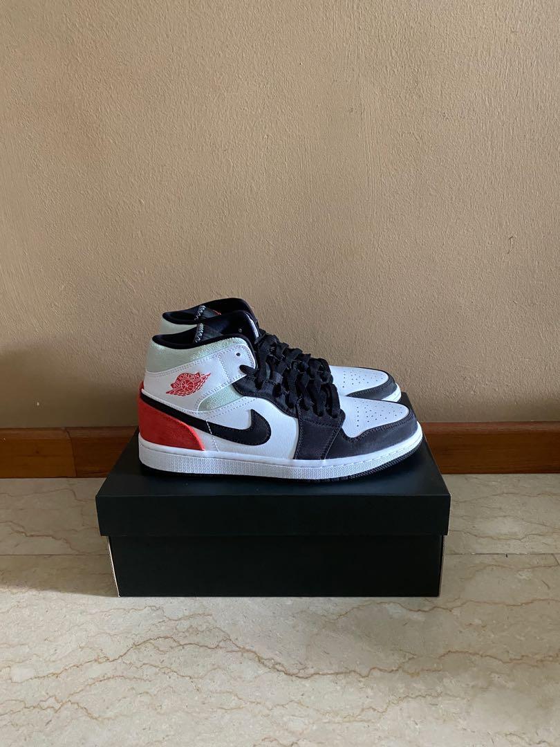 Nike Air Jordan 1 Mid Track Red, Men's Fashion, Footwear, Sneakers on