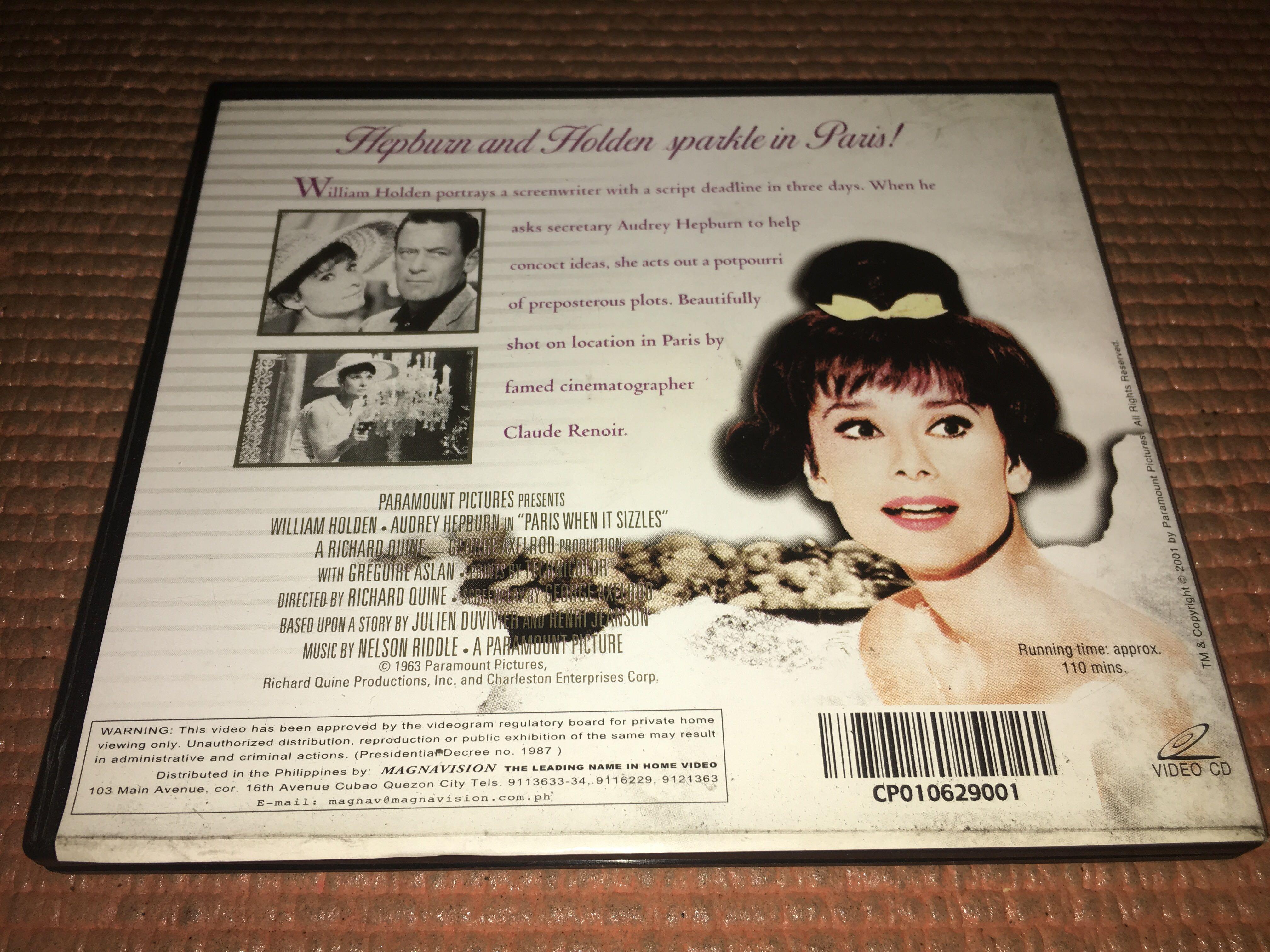 Paris When in Sizzles (VCD) (Category: CDs & DVDs) located in Quezon City. Submitted by neverfoundland (Listing ID 1036382581, Image 3). Description: Audrey Hepburn Classic Films.