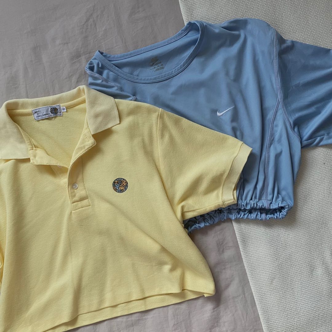 yellow polo crop top