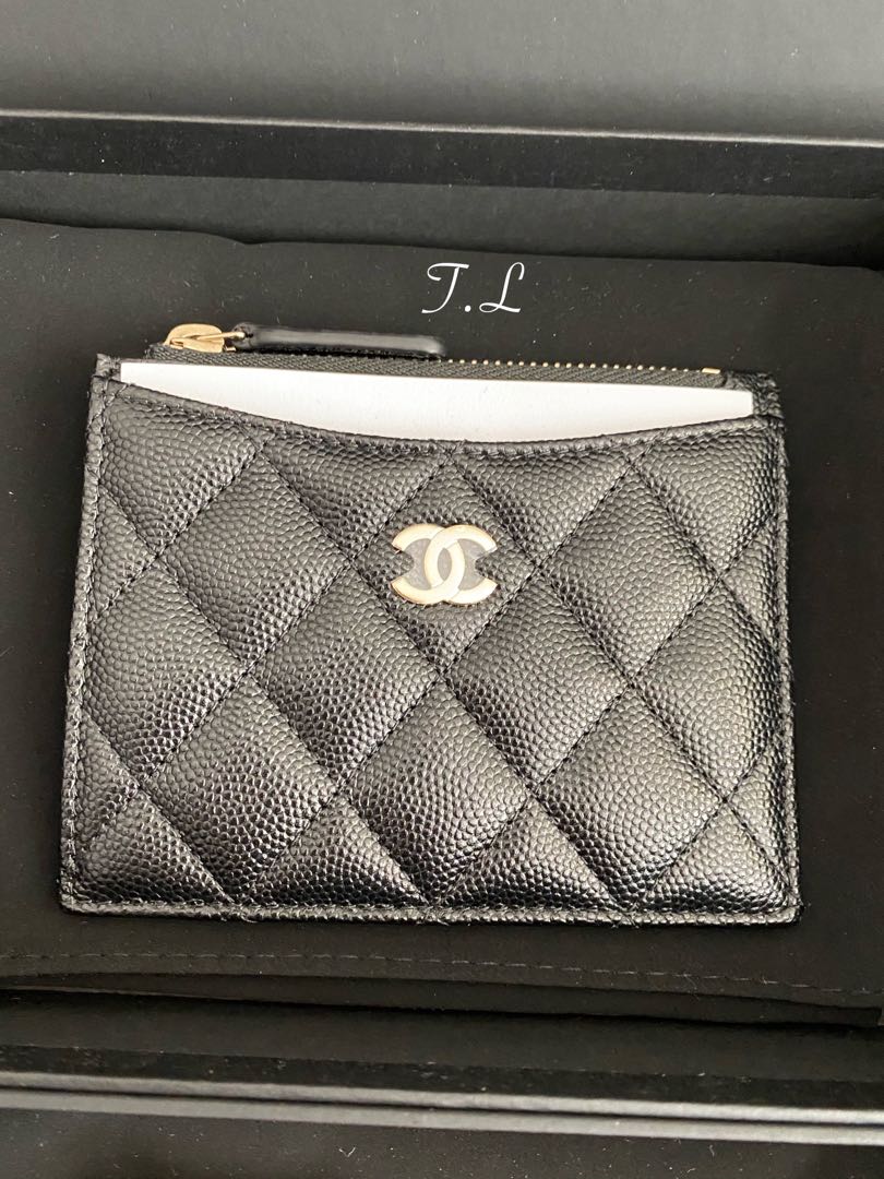 Chanel Classic Quilted Zip Card Holder Black Caviar  ＬＯＶＥＬＯＴＳＬＵＸＵＲＹ
