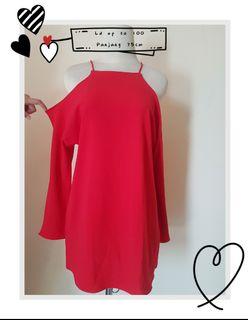 Red Dress cut of shoulder