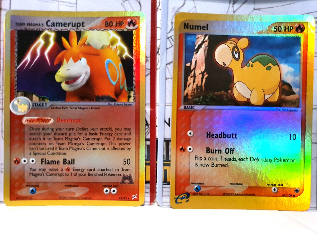 Team Magma S Camerupt Numel Reverse Holos Vintage Pokemon Hobbies Toys Toys Games Board Games Cards On Carousell