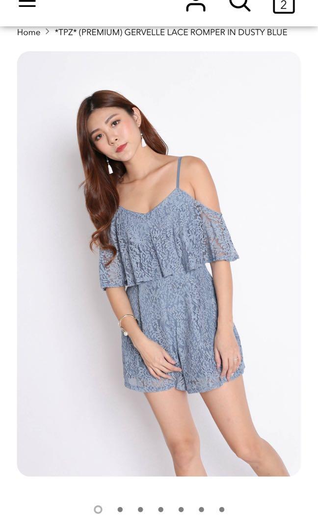 Dusty blue lace sales romper