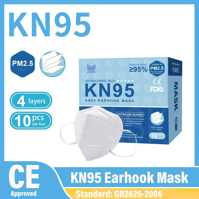 10 Masks, Leihuo pm2.5 KN95 Disposable Adult Respirator Mask CE FDA