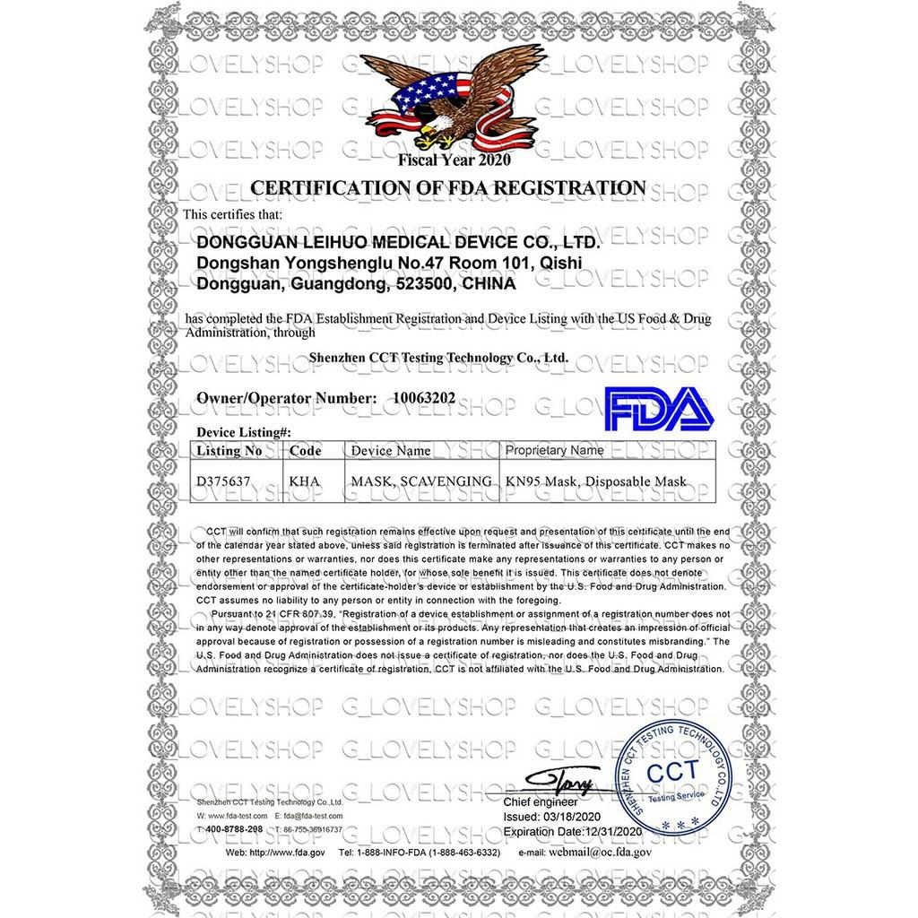 10 Masks, Leihuo pm2.5 KN95 Disposable Adult Respirator Mask CE FDA