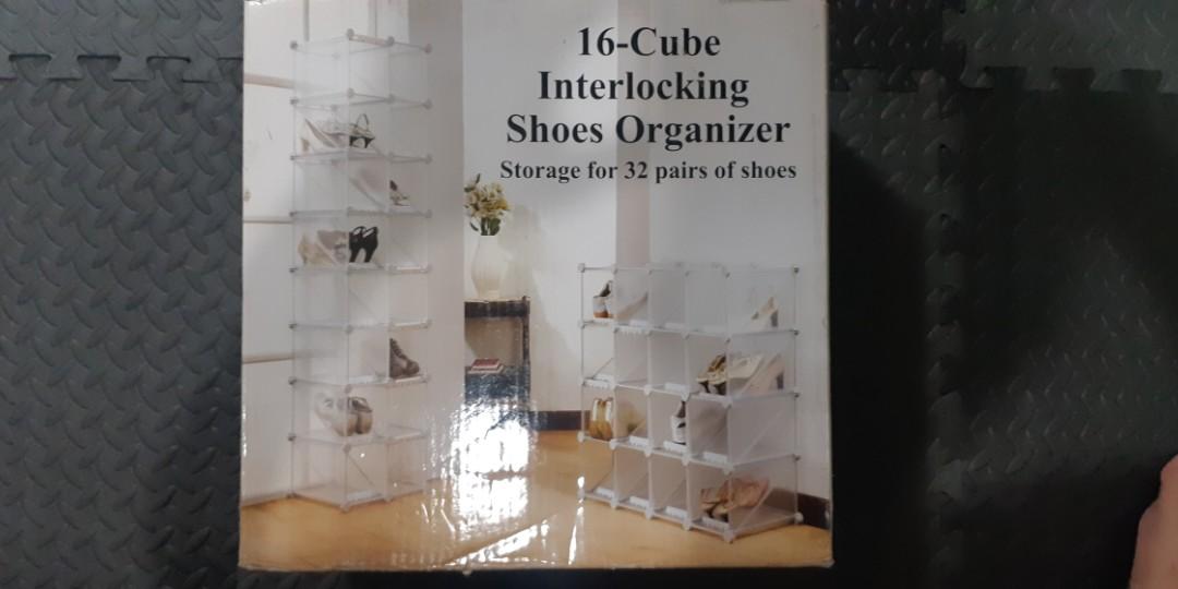 16 cube interlocking online shoe organizer
