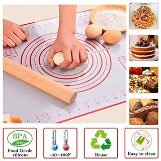 Non-slip Silicone Pastry Mat Extra Large with Measurements 28''By 20'' for  Silicone Baking Mat, Counter Mat, Dough Rolling Mat,Oven Liner,Fondant/Pie  Crust Mat By Folksy Super Kitchen (2028, red) - Shop - TexasRealFood