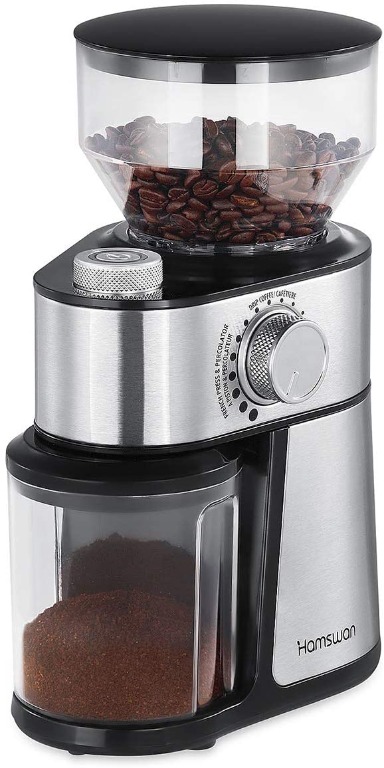 A169 Coffee Grinder HAMSWAN HY 1416SS Flat Burr Coffee Grinder