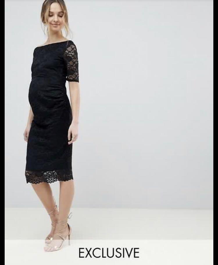 asos black lace maternity dress