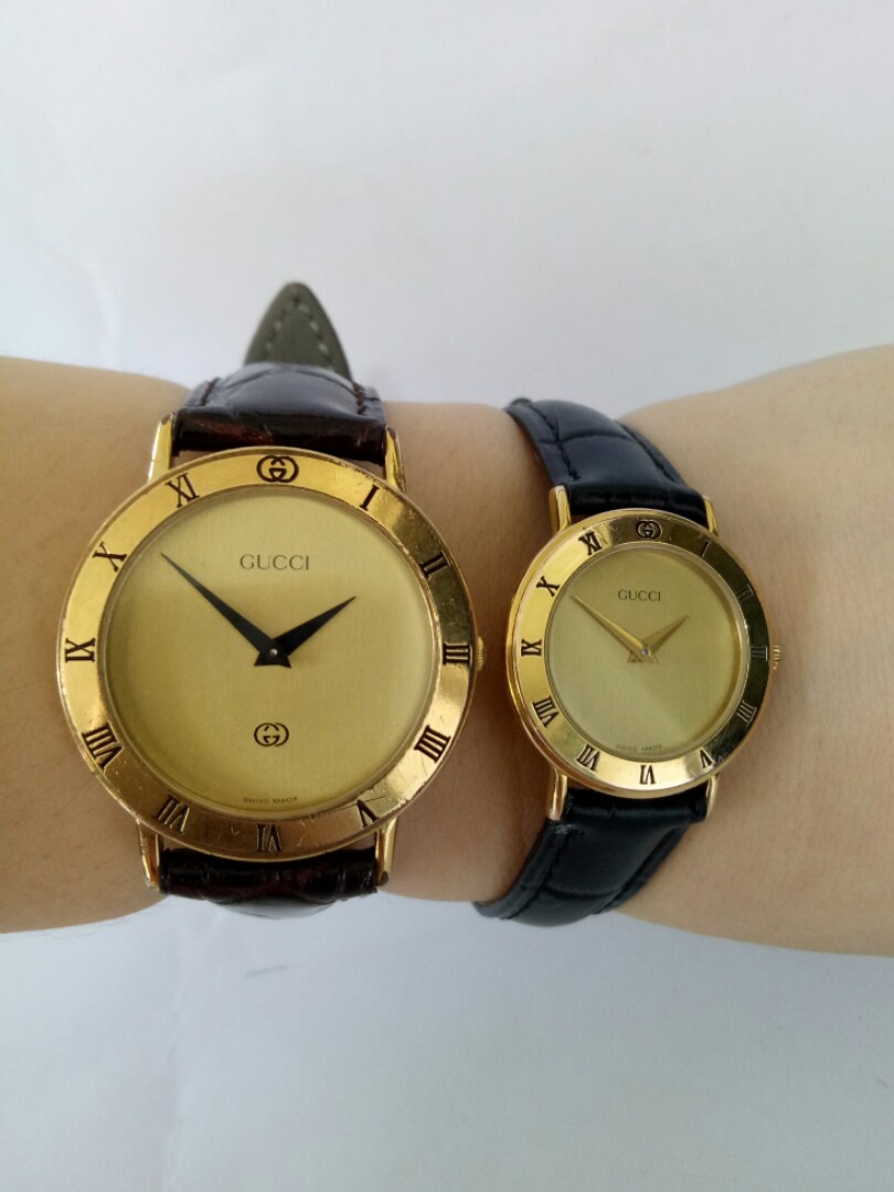 Auth Gucci 3000L/3000M Couple Watch 