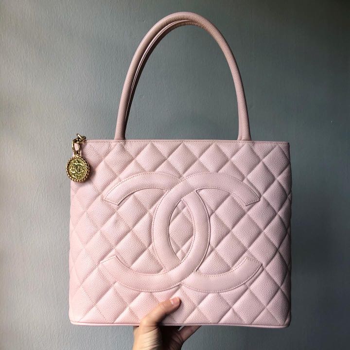 CHANEL Medallion Tote Bag Caviar Skin Leather Pink #9992059 From Japan