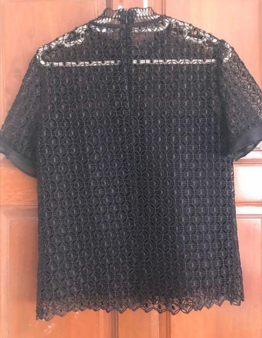 lace black top zara