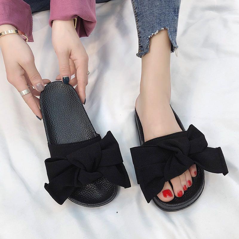black ribbon sandals