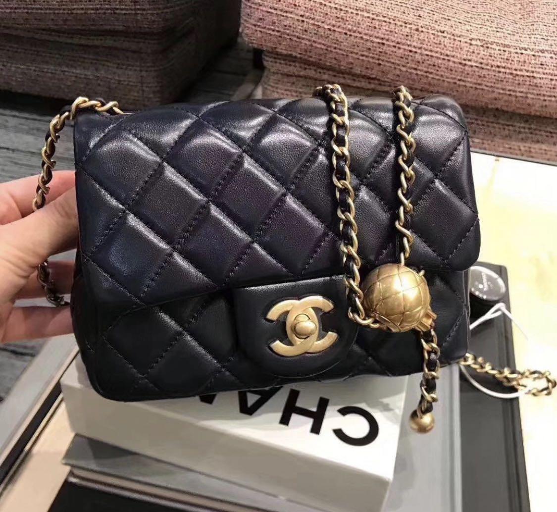 Chanel  Mini Rectangular Pearl Crush Classic Flap Bag  Black Lambskin   GHW  Bagista