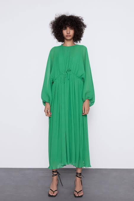 zara green maxi dress