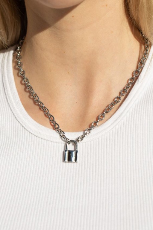 Brandy Melville Silver Lock Chain Necklace Women s Fashion Jewelry Organisers Necklaces on Carousell