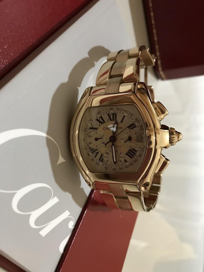Cartier roadster chronograph XL 18kt solid gold watch automatic Luxury Watches on Carousell