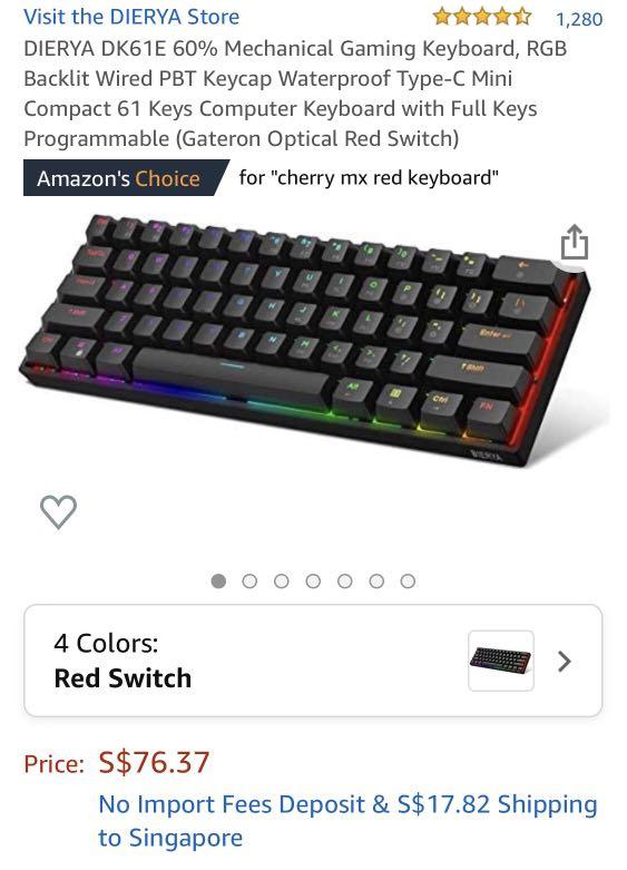 DIERYA DK61E 60% Mechanical Gaming Keyboard, RGB Backlit Wired PBT