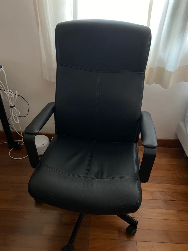 IKEA Leather Office Chair, Furniture & Home Living, Furniture, Chairs