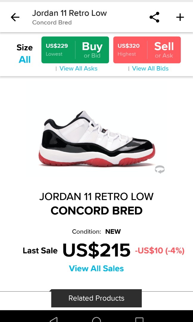 Jordan 11 concord bred, Men's Fashion 